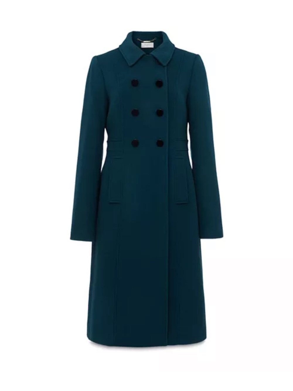Hobb’s London Jude Double Breasted Teal Wool Coat
